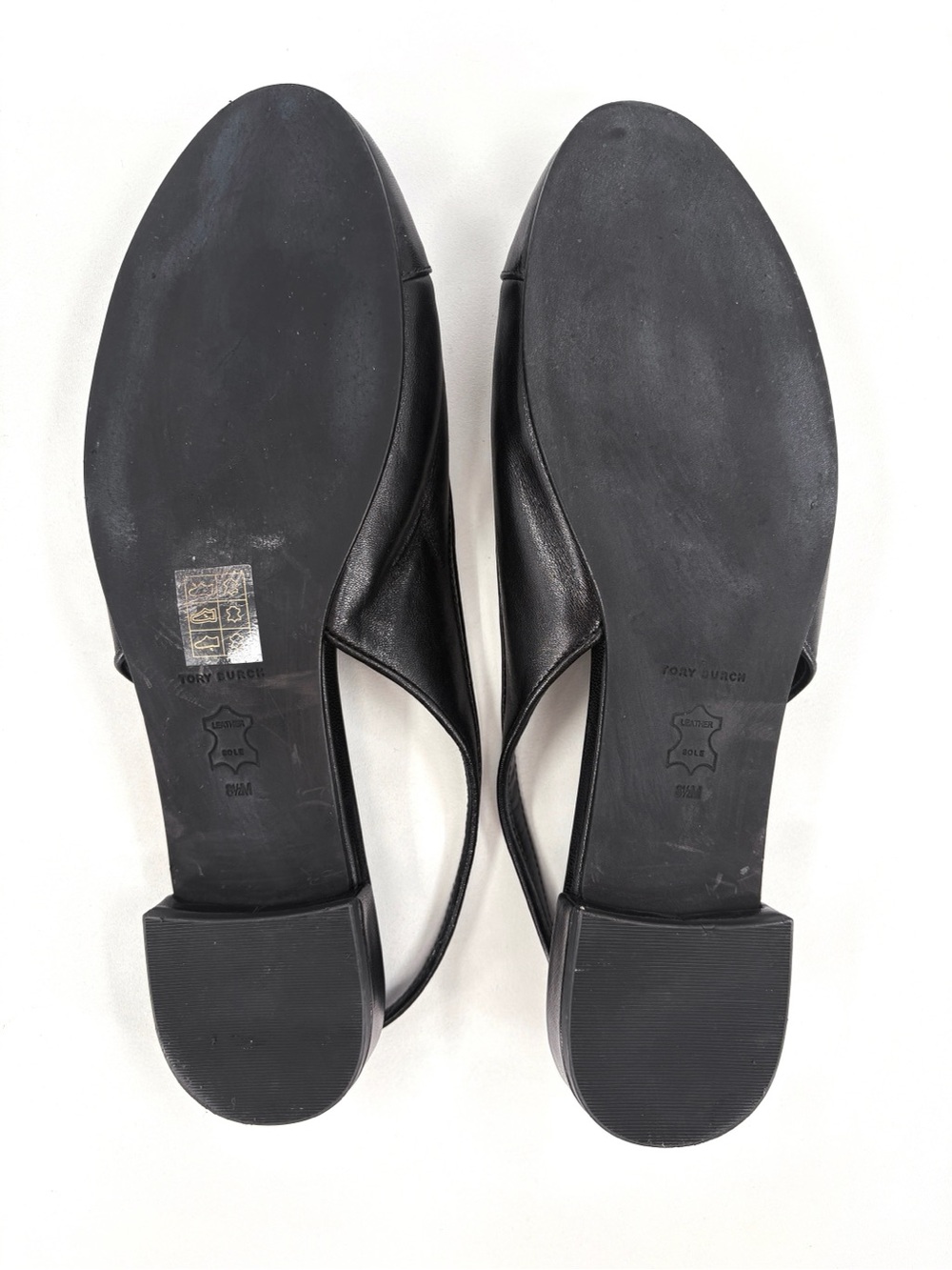 TORY BURCH Black Leather Cap Toe Slingback Ballet Flats 8.5 - Picture 15 of 16